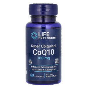 Life Extension, Super Ubiquinol CoQ10 with Enhanced Mitochondrial Suppor 100 мг, 60 софтгель