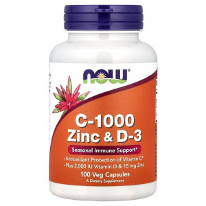 NOW, C-1000 Zinc & D3, 100 капс